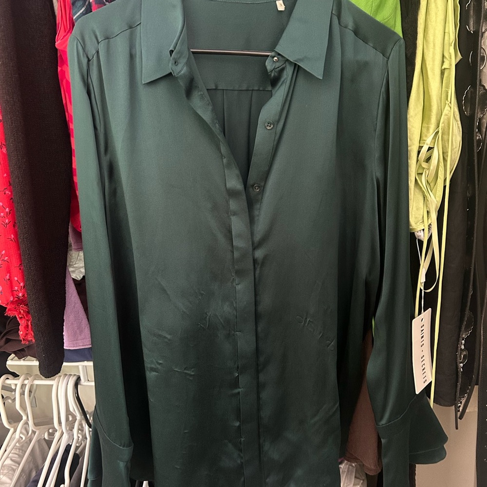 Elie Tahari Deep Green Silk Blouse